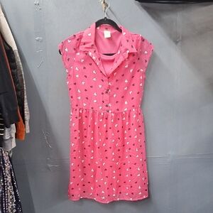Pink Heart Pattern Kids Dress